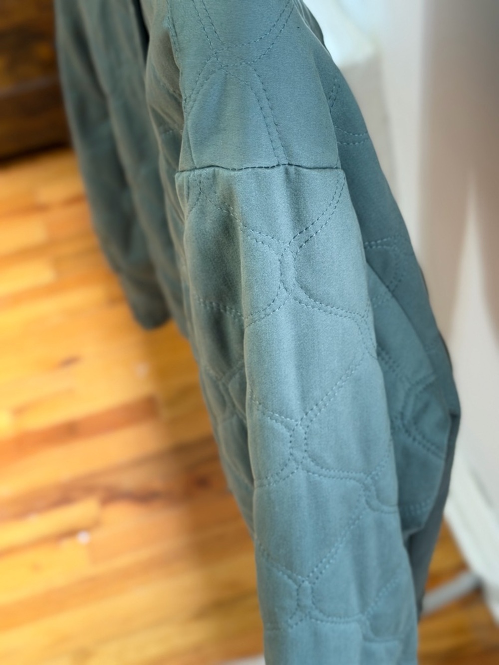 LOFT Quilted Olive Green Bomber Jacket - Picture 4 of 7